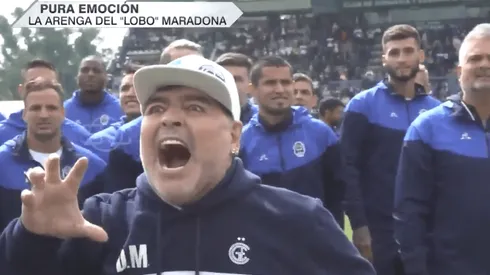 Lo que nadie te mostró: la arenga de Maradona a los jugadores de Gimnasia en plena presentación