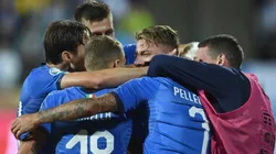 El festejo de los jugadores italianos.