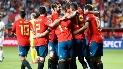 La celebración de los jugadores españoles.