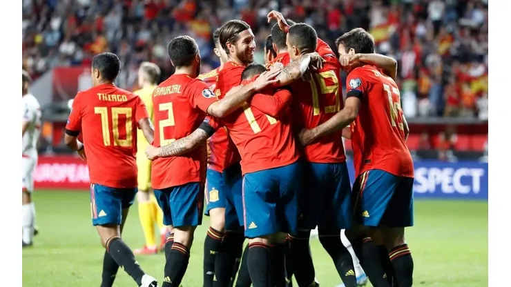 La celebración de los jugadores españoles.