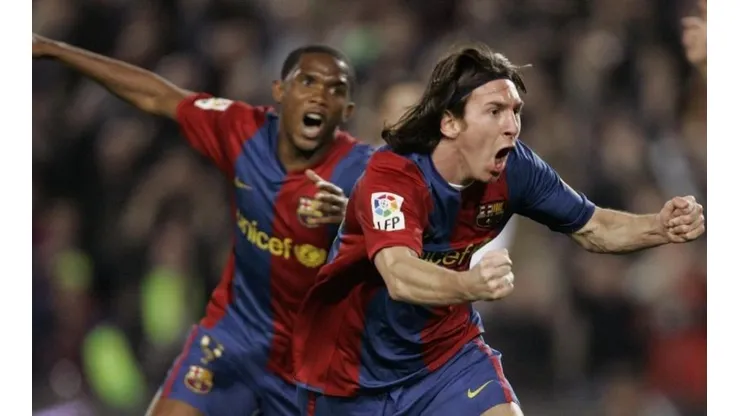 Lionel Messi junto a Samuel Eto'o.