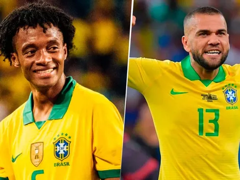 Cuadrado cambió camisetas, se puso la de Brasil y Dani Alves lo trolleó en Instagram