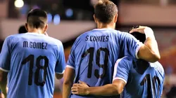 El festejo de los jugadores uruguayos.