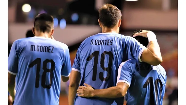 El festejo de los jugadores uruguayos.