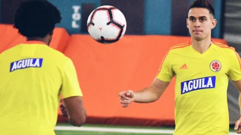 Rafael Santos Borré en los entrenamientos con la Selección Colombia.