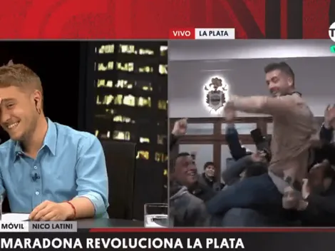 Video: fue a cubrir la llegada de Maradona, pero todo se descontroló y terminó sin pantalón