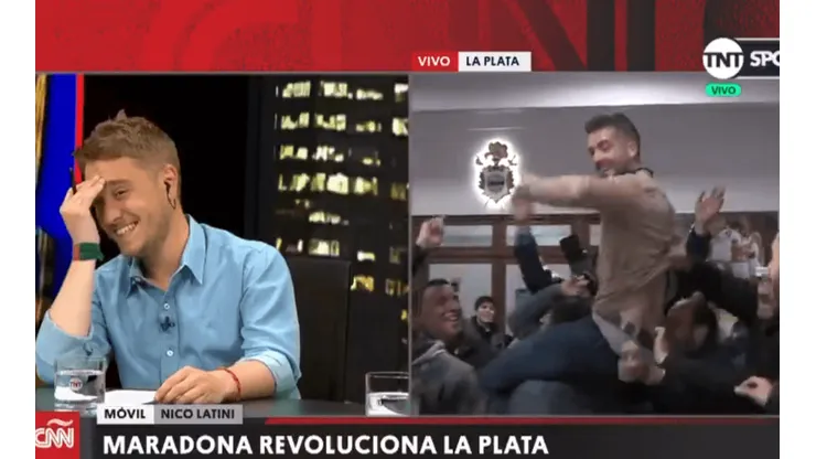 Video: fue a cubrir la llegada de Maradona, pero todo se descontroló y terminó sin pantalón