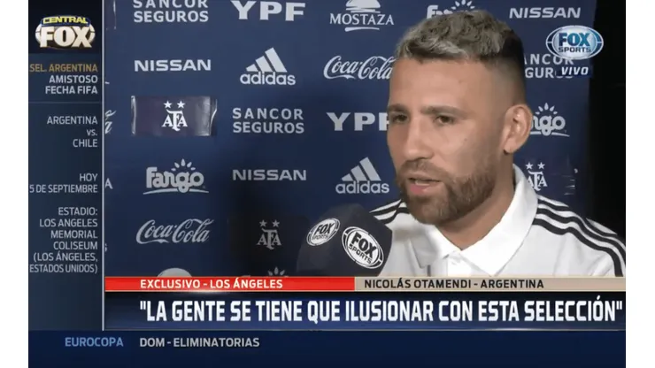 Nicolás Otamendi: "La gente se tiene que ilusionar con esta Selección"
