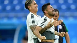 ¡Qué susto! Fabián se escondió y sorprendió a Salcedo