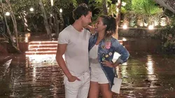 Muy románticos: la novia de Óscar Jiménez subió una foto besando a su pareja en una pileta