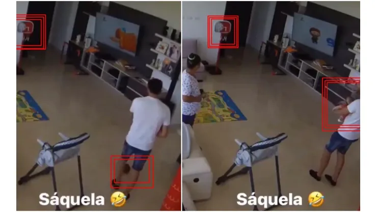Sebastián Viera jugando con su pequeño bebé.