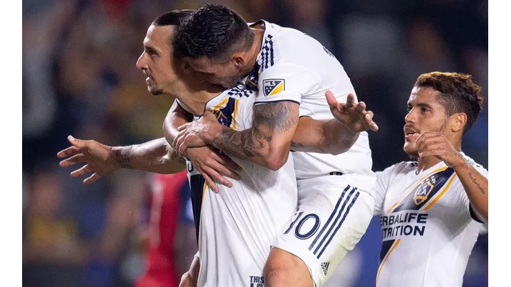El festejo de gol de Los Ángeles Galaxy.
