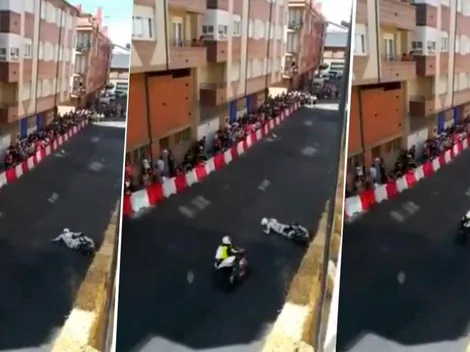 Imágenes sensibles: se cayó en plena carrera y una moto lo impactó directo en la cabeza