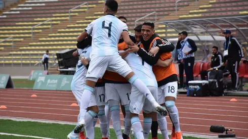 El festejo de los jugadores argentinos.