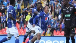 Juan David Pérez celebrando el primer y único gol del juego contra Once Caldas.