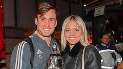 Tagliafico y su novia Caro.