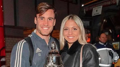 Tagliafico y su novia Caro.