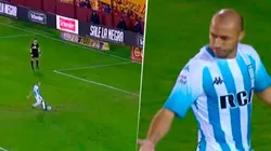 Marcelo Díaz, indignado con el campo de juego. (TyC)