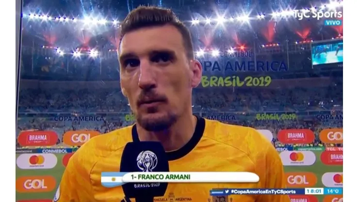Franco Armani luego del triunfo argentino.