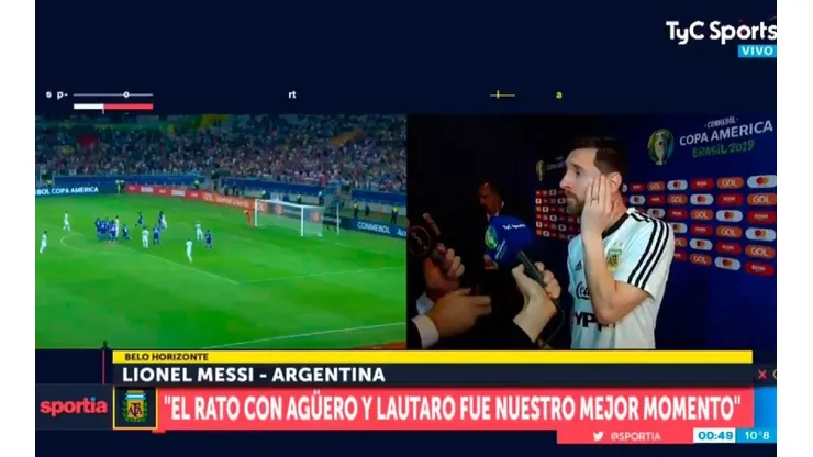 Messi en diálogo con los medios.