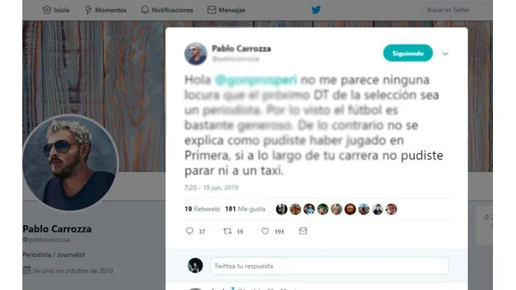Juega en Argentina, se la pudrió a los periodistas por Twitter y terminó siendo trolleado