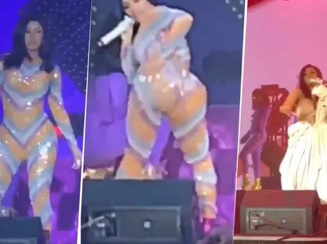 Cardi B estaba bailando, se le rompió el vestido y terminó cantando en ropa interior