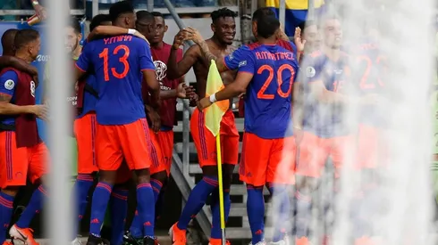 La celebración de los jugadores colombianos.