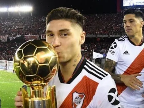 Montiel besó la copa y un ex-River le comentó: "Ayy con esa bocotaaa de guasón la vas a tragar cachetónnn"