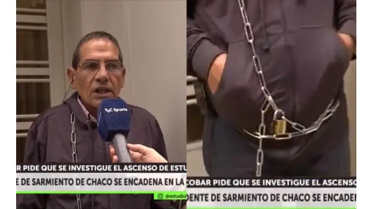 100% Argentina: el vicepresidente de Sarmiento de Resistencia se encadenó a la AFA para protestar