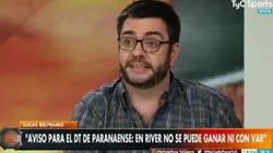 Beltramo, en modo Boca, le habló a Paranaense: "En River no se puede ganar ni con VAR"