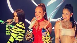 A Lali Espósito le sacaron una divertida foto con Thalía y Natti Natasha y la convirtió en meme