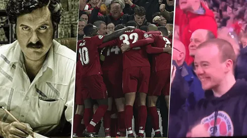 La imagen de este saco en medio del juego entre Liverpool y Barcelona por la Liga de Campeones.