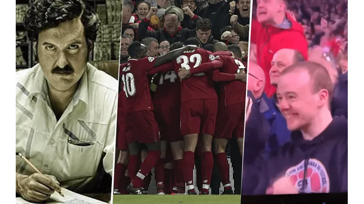 La imagen de este saco en medio del juego entre Liverpool y Barcelona por la Liga de Campeones.