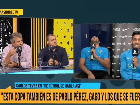 Wanchope Ábila se cruzó con un periodista en vivo y Tevez se sumó para apurarlo