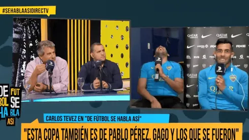 Wanchope Ábila se cruzó con un periodista en vivo y Tevez se sumó para apurarlo
