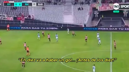 El relator tiró "en menos de 10' va a haber un gol" y a los segundos llegó el 1-0 de Racing