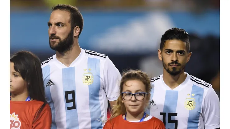 Lanzini e Higuaín, con la camiseta de Argentina.