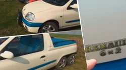 Video viral: transformó a su Renault Clio en una pick up de seis ruedas