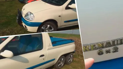 Video viral: transformó a su Renault Clio en una pick up de seis ruedas
