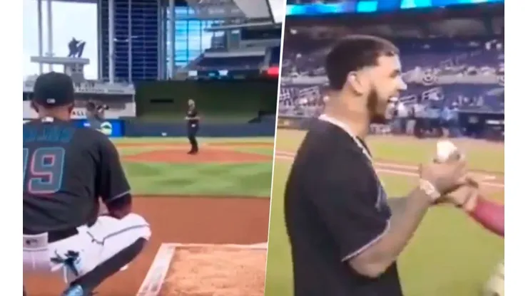 Anuel AA probó con el béisbol, le faltó fuerza pero subió el video a Instagram para reírse