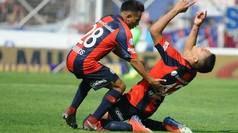 Herrera celebra el gol del empate. (Foto:Gimnasia)
