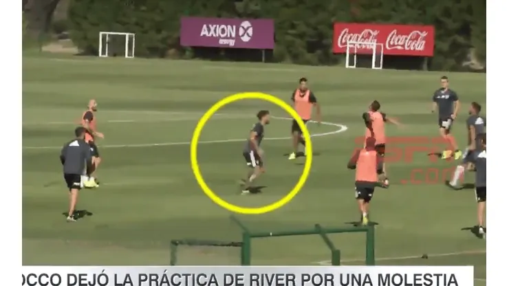 El momento exacto: así se lesionó Scocco en el entrenamiento de River