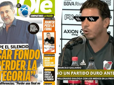 A Gallardo le preguntaron si "tocar fondo es irse a la B", sonrió y contestó con las gafas puestas