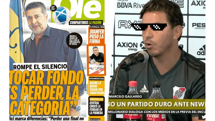 A Gallardo le preguntaron si "tocar fondo es irse a la B", sonrió y contestó con las gafas puestas