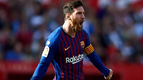 Lionel Messi celebra uno de sus tantos.