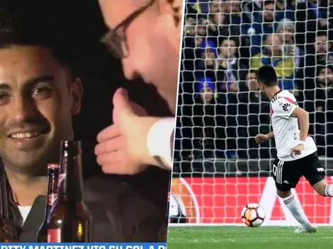 Al Pity Martínez le hicieron ver su gol en la final y lo tentaron con una broma a Boca