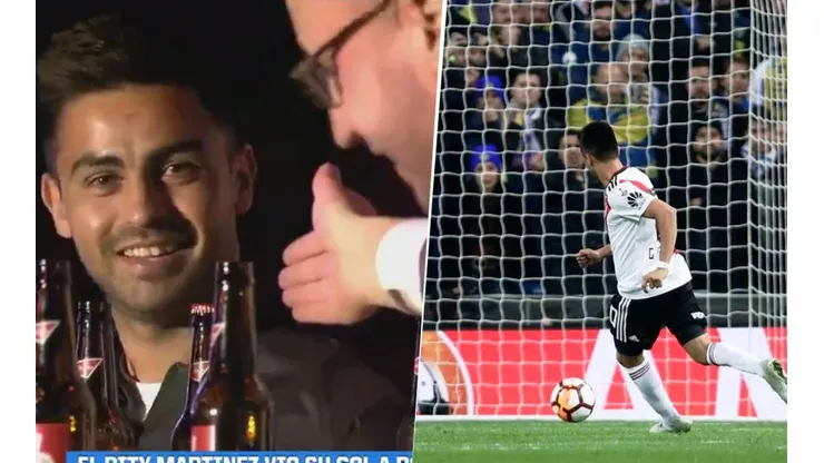 Al Pity Martínez le hicieron ver su gol en la final y lo tentaron con una broma a Boca