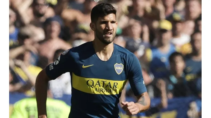 Lisandro López con la camiseta de Boca.