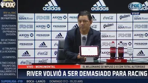 Marcelo Gallardo en conferencia de prensa.