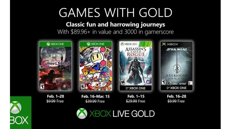 Xbox Games with Gold para febrero